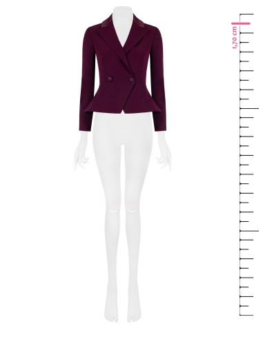 Blazer curto em tecido técnico com reversões e botões de cetim Rinascimento