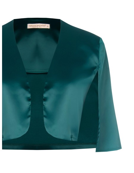 Bolero de cetim com mangas abertas Efeito manto Rinascimento