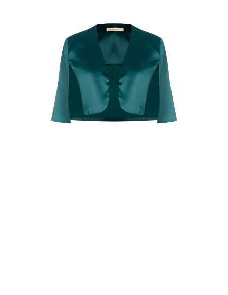 Bolero de cetim com mangas abertas Efeito manto Rinascimento