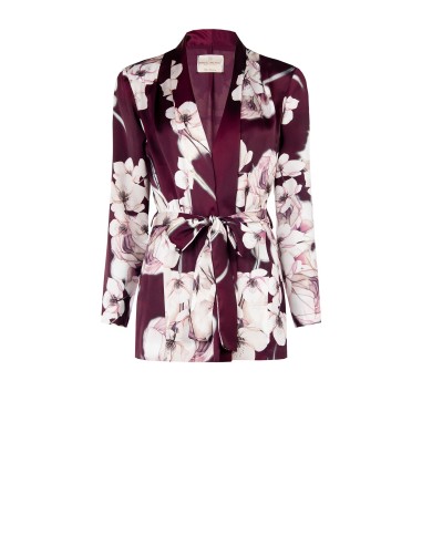 Casaco de quimono de cetim com cinto e dragonas a condizer Rinascimento