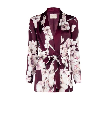 Casaco de quimono de cetim com cinto e dragonas a condizer Rinascimento