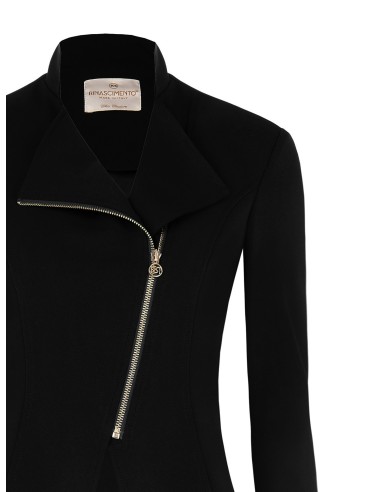 Casaco em crepe de mergulho com fecho de correr e logótipo Rinascimento