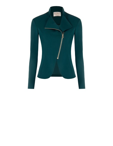 Casaco em crepe de mergulho com fecho de correr e logótipo Rinascimento