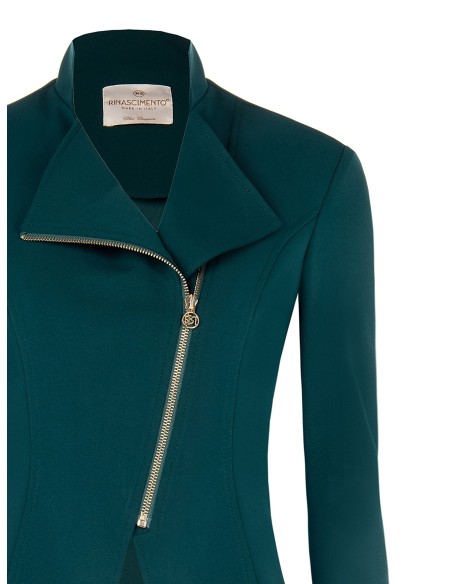 Casaco em crepe de mergulho com fecho de correr e logótipo Rinascimento