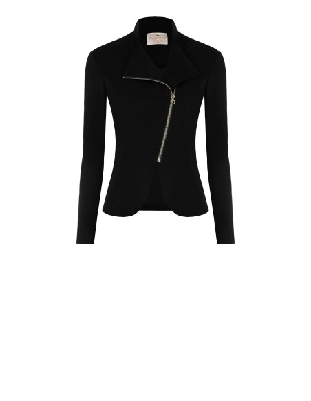 Casaco em crepe de mergulho com fecho de correr e logótipo Rinascimento