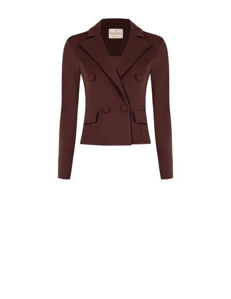 Blazer curto em crepe de mergulho Rinascimento