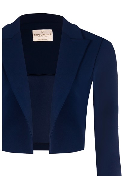 Encolhimento de ombros aberto em crepe de mergulho com alças Rinascimento