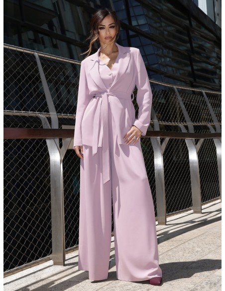 Blazer aberto em tecido crepe fluido com cinto a condizer Rinascimento