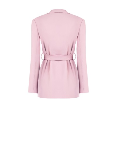 Blazer aberto em tecido crepe fluido com cinto a condizer Rinascimento