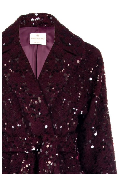 Casaco comprido coberto de brilhantes grandes com cinto a condizer Rinascimento