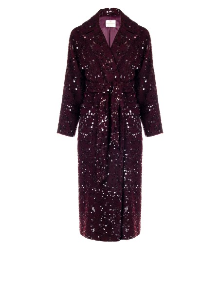 Casaco comprido coberto de brilhantes grandes com cinto a condizer Rinascimento