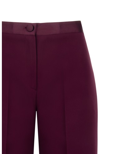 Calças Palace em tecido bi-elástico com cós de cetim Rinascimento