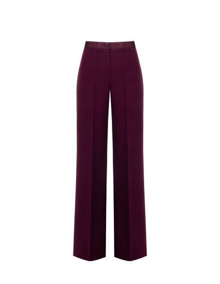 Calças Palace em tecido bi-elástico com cós de cetim Rinascimento