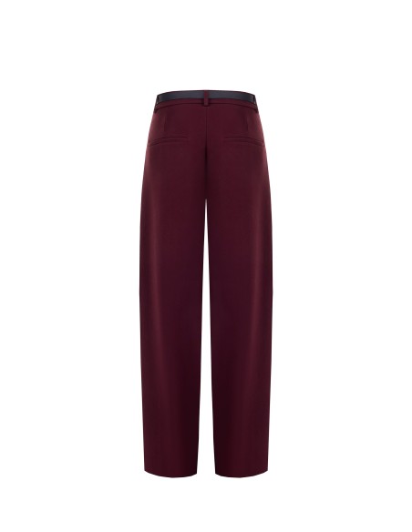 Calças Palace com bolsos e cinto em pele sintética a condizer Rinascimento