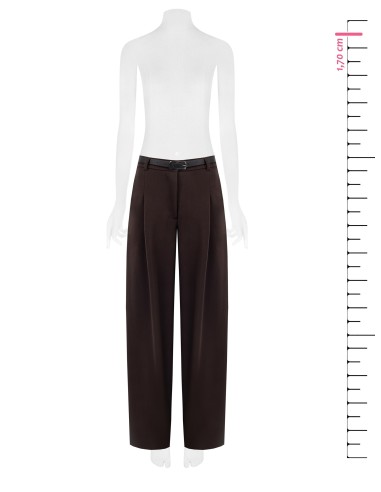 Calças Palace com bolsos e cinto em pele sintética a condizer Rinascimento