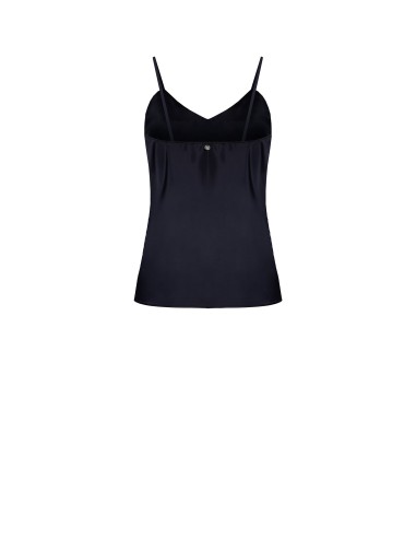 Top de cetim plissado com pormenores de renda Rinascimento