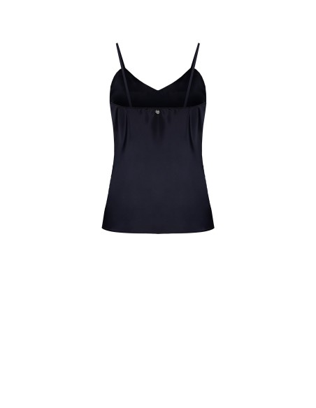 Top de cetim plissado com pormenores de renda Rinascimento