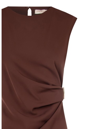 Top comprido assimétrico em tecido fluido enrolado de um lado Rinascimento