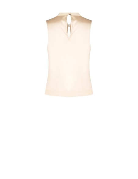 Blusa de cetim plissada larga com pormenor de joia Rinascimento