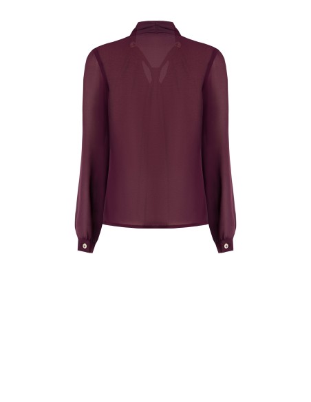 Blusa larga de georgette com laço e pormenor de joia Rinascimento