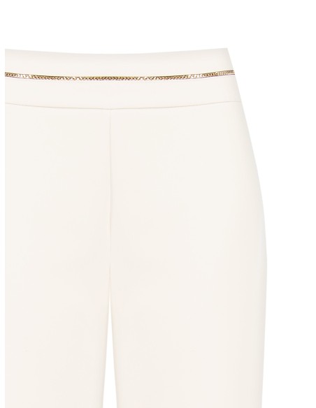 Calças Palace em tecido bi-elástico com pormenor de corrente Rinascimento