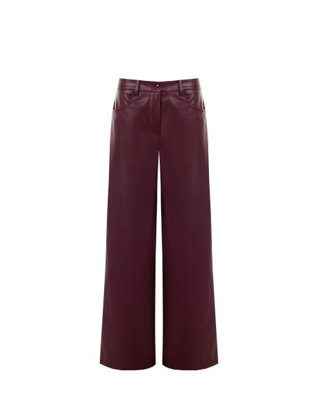 Calças palazzo extra-grandes em couro Simil Rinascimento