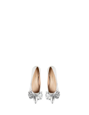 Sabrinas Craquelé prateadas com laço de fita Rinascimento