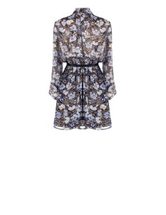 Vestido curto de georgette com laço e cinto de couro Similpa a condizer Rinascimento 2