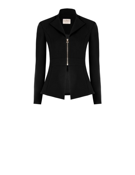 Blazer em crepe de mergulho com fecho de correr e logótipo Rinascimento