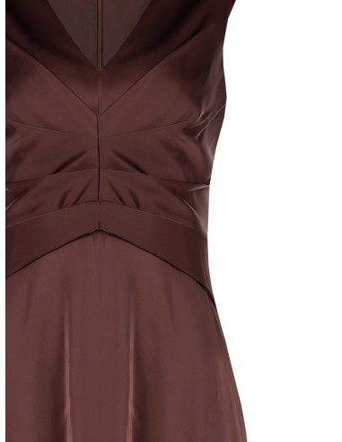 Rinascimento Vestido comprido de cetim com decote em V e cintura enrolada