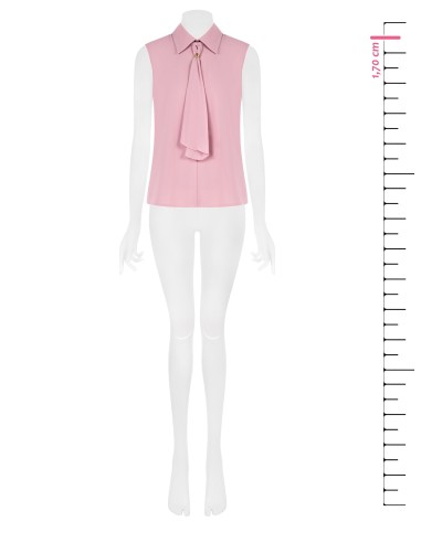 Blusa de georgette plissada larga com laço Rinascimento