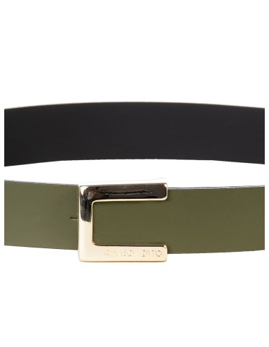 Cinto de couro skinny com fivela quadrada e logótipo Rinascimento