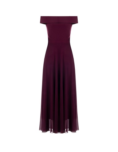 Vestido comprido em crepe e georgette com pregadeira de flores Rinascimento