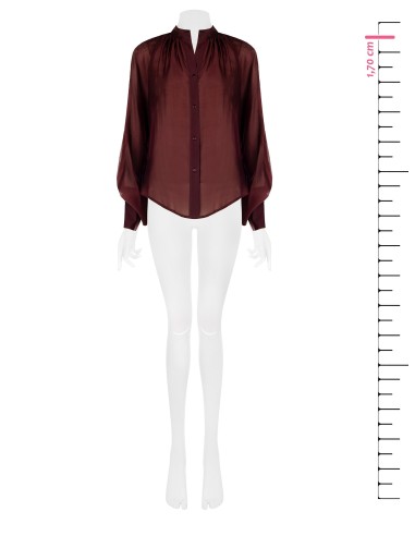 Camisa fluida em tecido leve semitransparente com mangas maxi Rinascimento