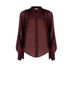 Camisa fluida em tecido leve semitransparente com mangas maxi Rinascimento