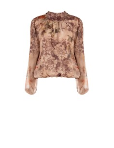 Blusa georgette balão com flores Rinascimento