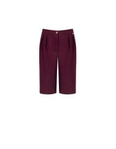 Bermuda de viscose mista com pregas duplas e elástico nas costas Rinascimento