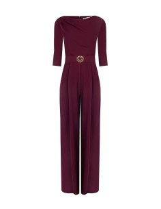 Fato fluido Palazzo de uma peça com mangas 3/4 e cinto com logótipo rígido coordenado Rinascimento