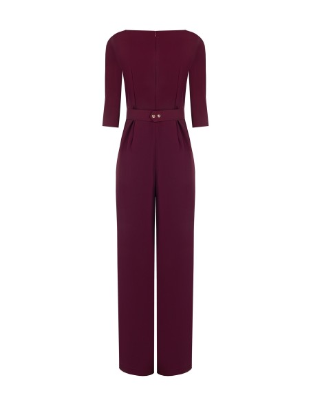 Fato fluido Palazzo de uma peça com mangas 3/4 e cinto com logótipo rígido coordenado Rinascimento