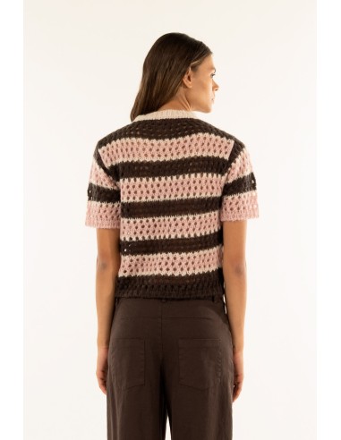 Casaco de manga curta às riscas Kontatto