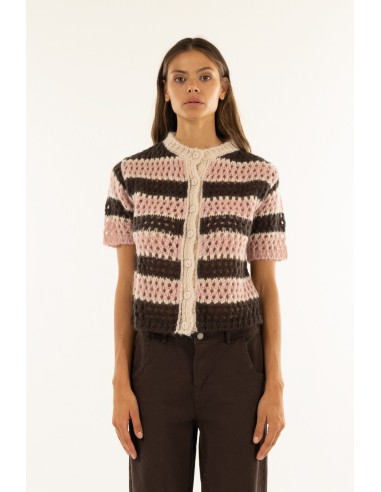 Casaco de manga curta às riscas Kontatto