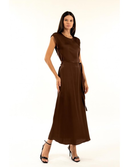 Vestido com gola redonda Cinto Kontatto