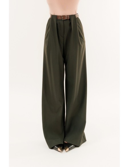 Calças com cinto plissado Kontatto