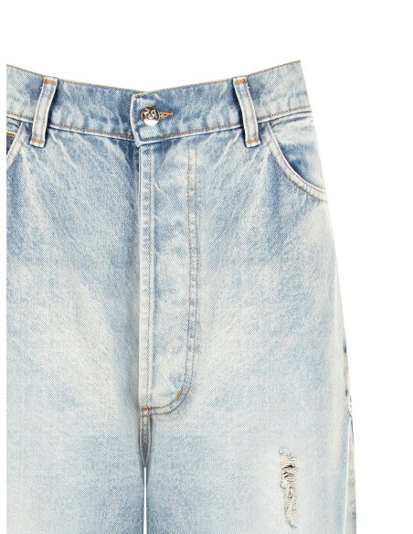 Calças de ganga balão com alças Rinascimento