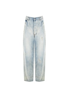 Calças de ganga balão com alças Rinascimento