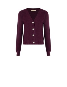 Camisola de malha com decote em V e botões com jóias Rinascimento