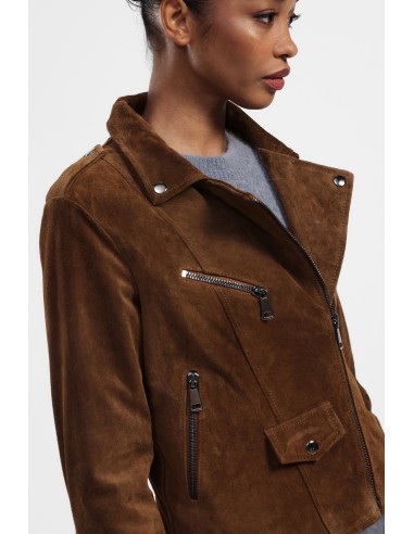 Casaco de cabedal com franjas e fecho de correr Dixie