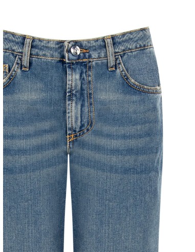 Calças de ganga direitas com a etiqueta com o logótipo R no bolso de trás Rinascimento