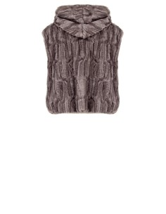 Casaco largo sem mangas com capuz de pelo sintético Rinascimento 2