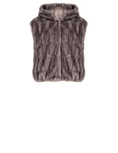 Casaco largo sem mangas com capuz de pelo sintético Rinascimento